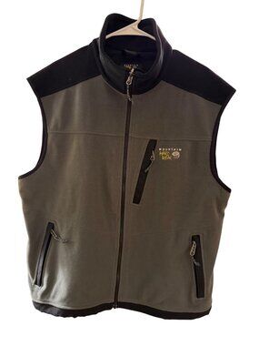 Mountain Hardwear Fleece Vest Men’s XL Gray Black Full Zip Outdoor Hiking